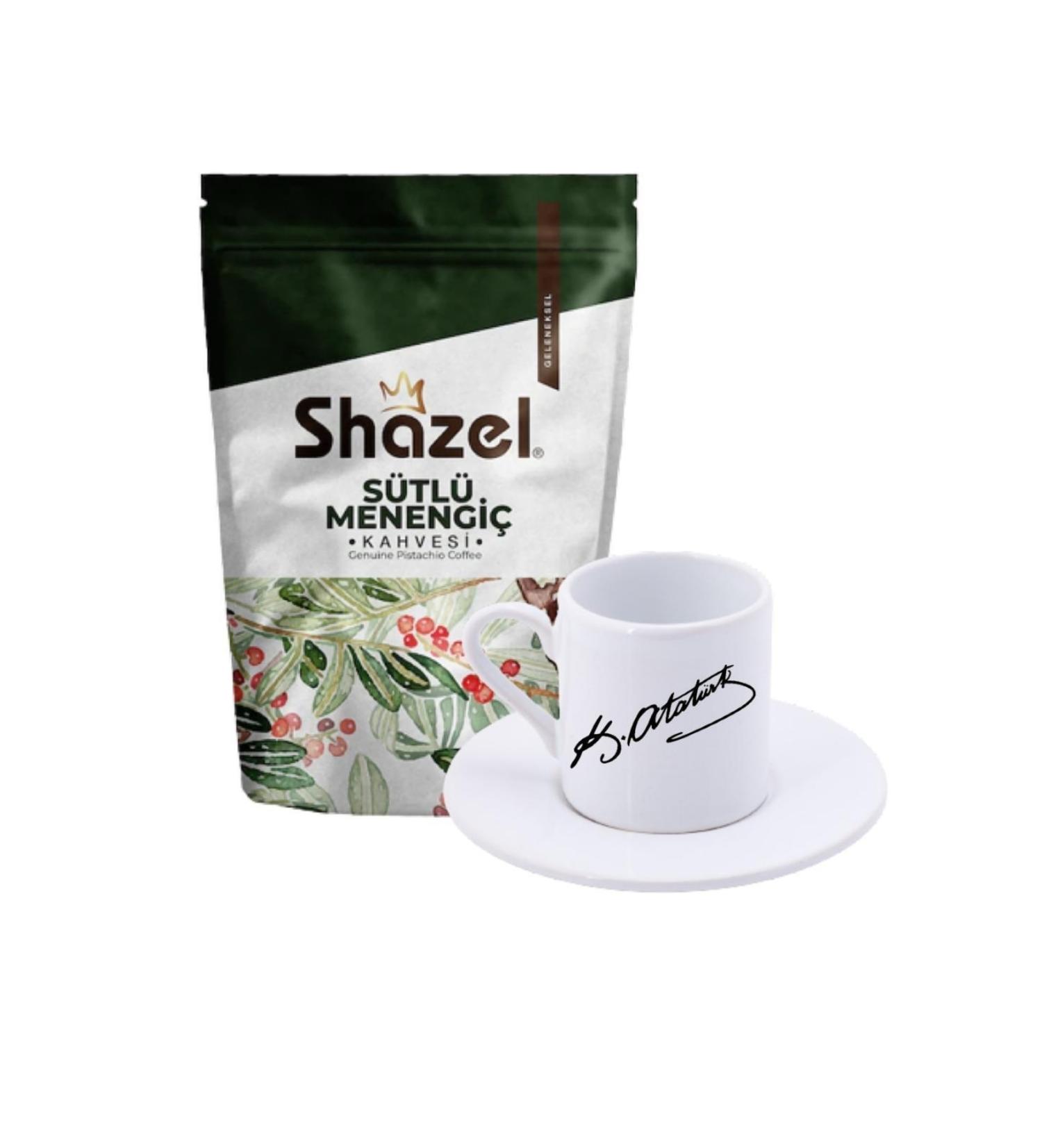 Shazel Milky Menengi Coffee 200 Gr. + Handwritten Kemal Atat rk Turkish Coffee Cup