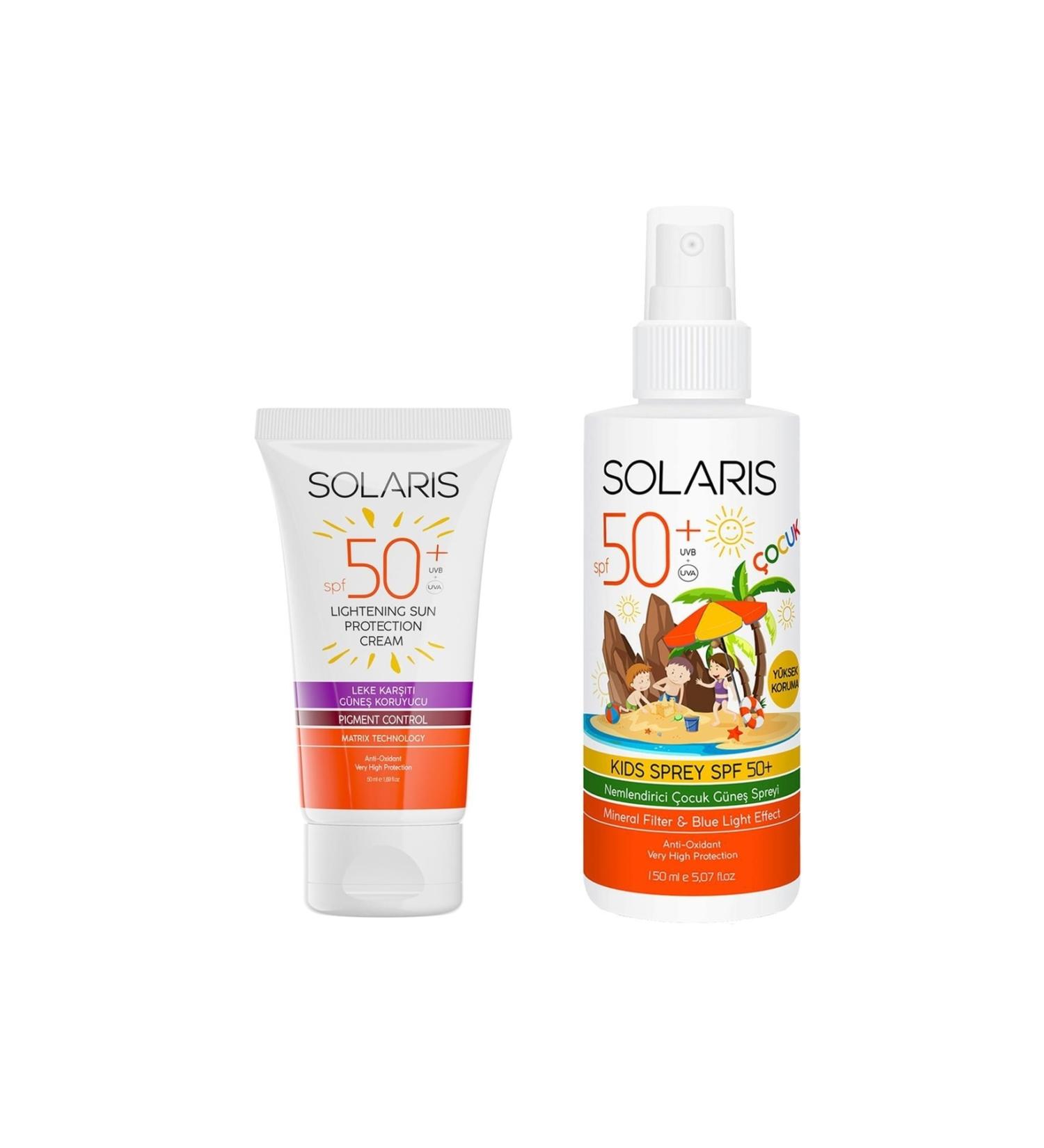 SOLARIS Sun Cream Anti-Stain Spf 50+ (50 Ml) and Children's Sun Cream Spray Spf 50+ High Protection (1 - Buy Online on GoSupps.com