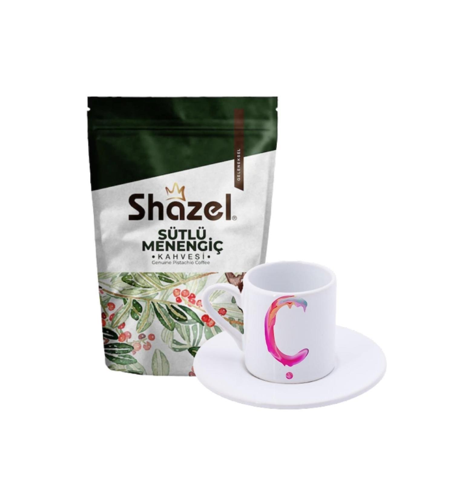 Shazel Milky Menengi Coffee 200 Gr. + Rainbow Letter C Turkish Coffee Cup