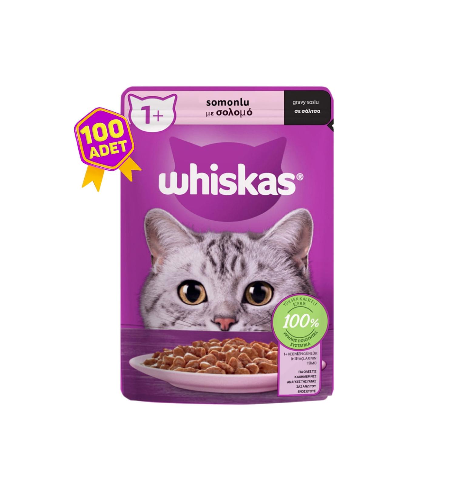 Whiskas Salmon Pouch Complete Canned Food for Adult Cats 100 X 85 Gr.
