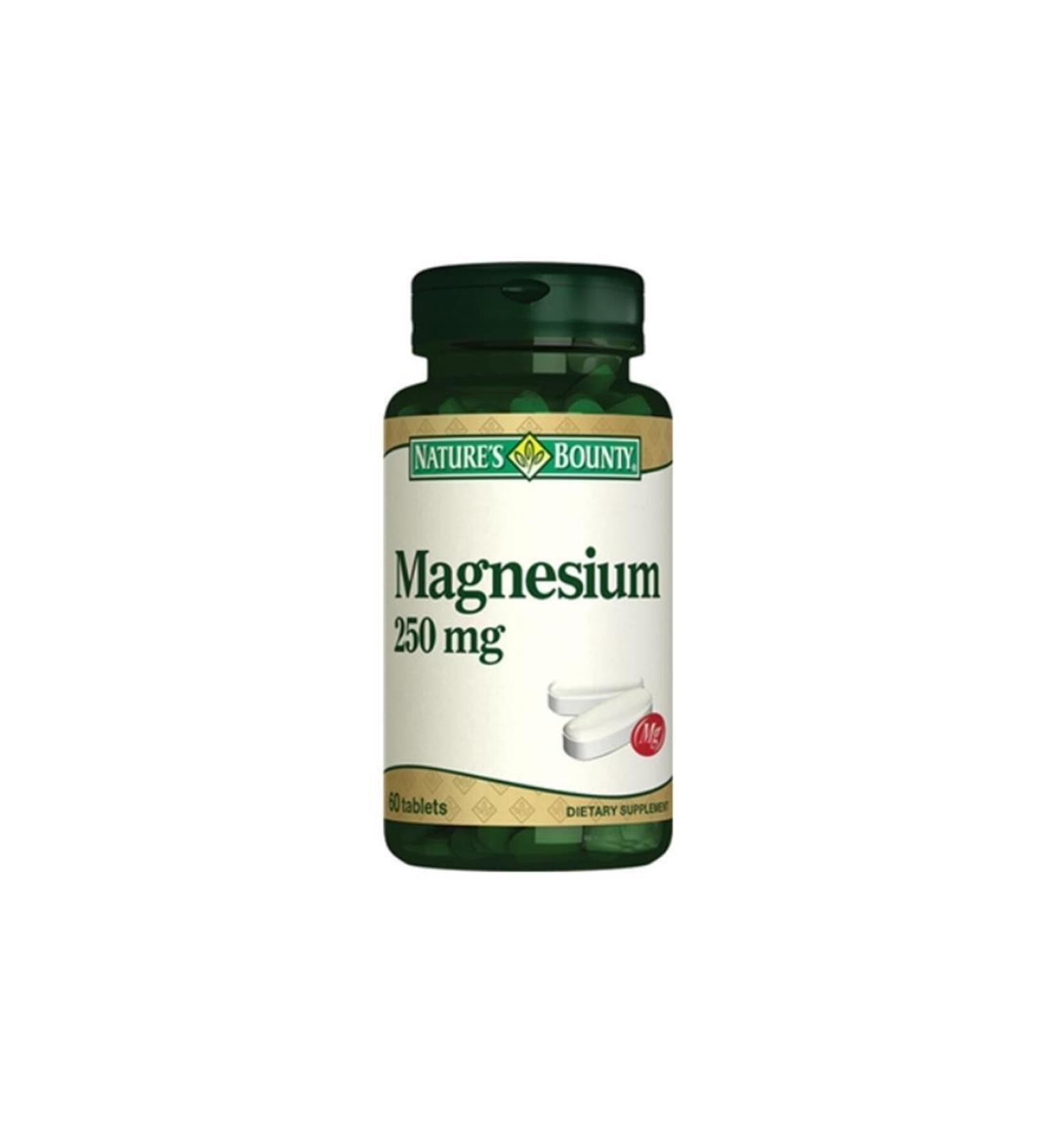 Natures Bounty Magnesium 250 Mg Food Supplement 60 Tablets