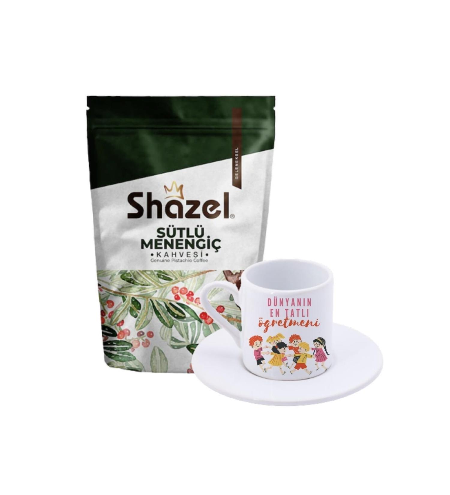 Shazel Milky Menengi Coffee 200 gr. + Turkish Coffee Cup with the Sweetest Teacher Written