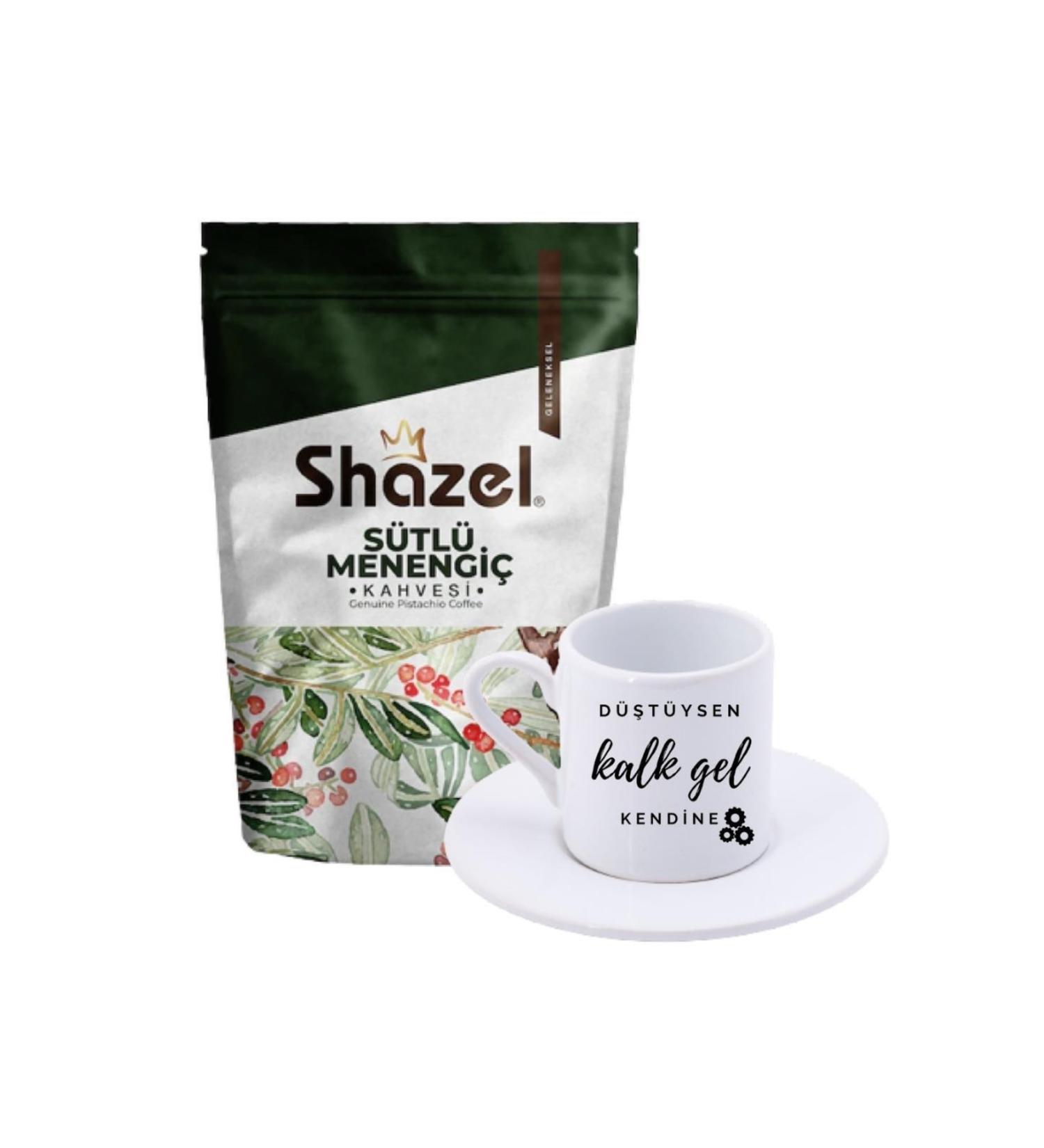 Shazel Milky Menengi Coffee 200 Gr. + If You Fell Get Up and Come Back to Yourself Turkish Coffee Cup