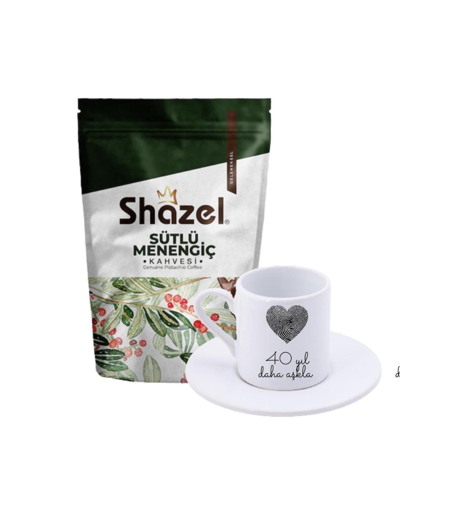 Shazel Milky Menengi Coffee 200 Gr. + 40 More Years of Love Turkish Coffee Cup