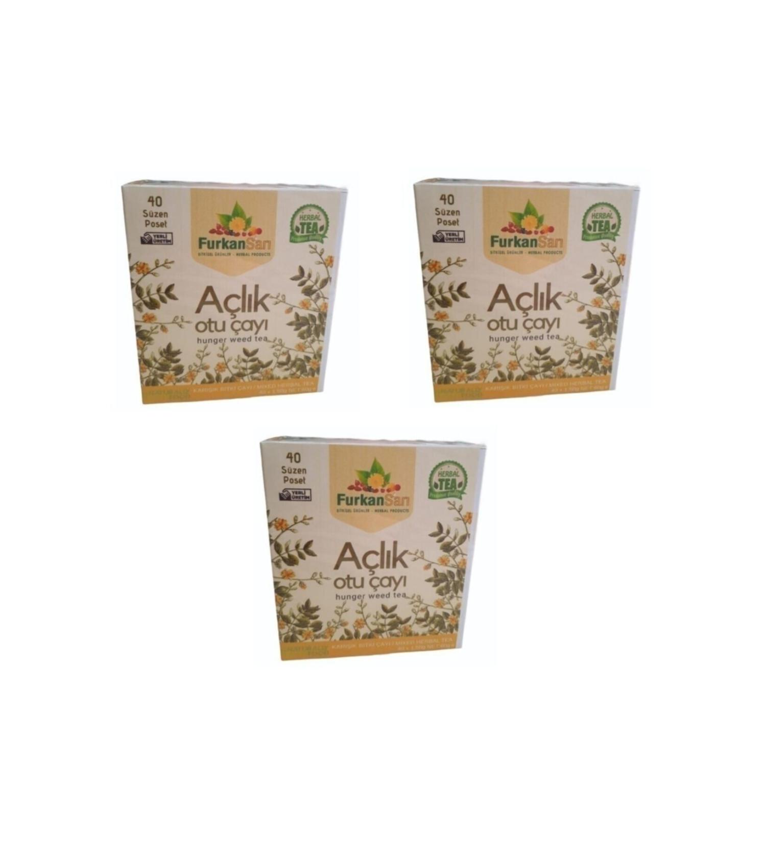 Furkan Sar Hunger Herb Tea 40 Filter Bags X3 Pieces
