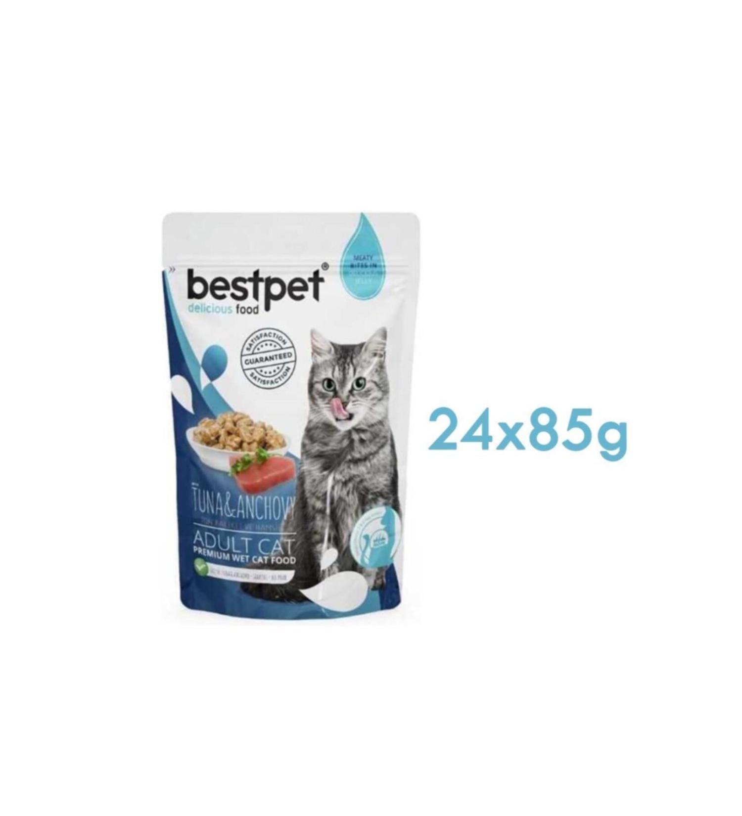 Bestpet Tuna and Anchovy Jelly Cat Wet Food 24 X 85 G