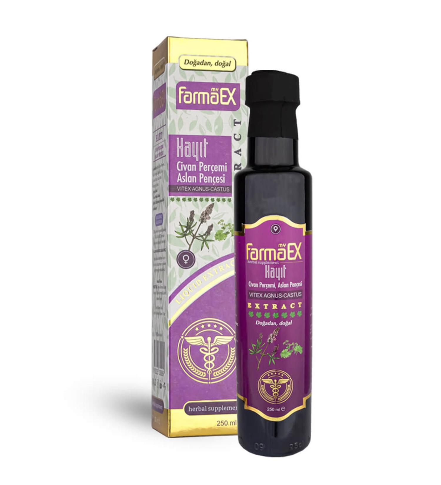 Farmeks Chaste Tree Extract 250 Ml. Chaste Tree Yarrow Alchemilla Plant Liquid Extract