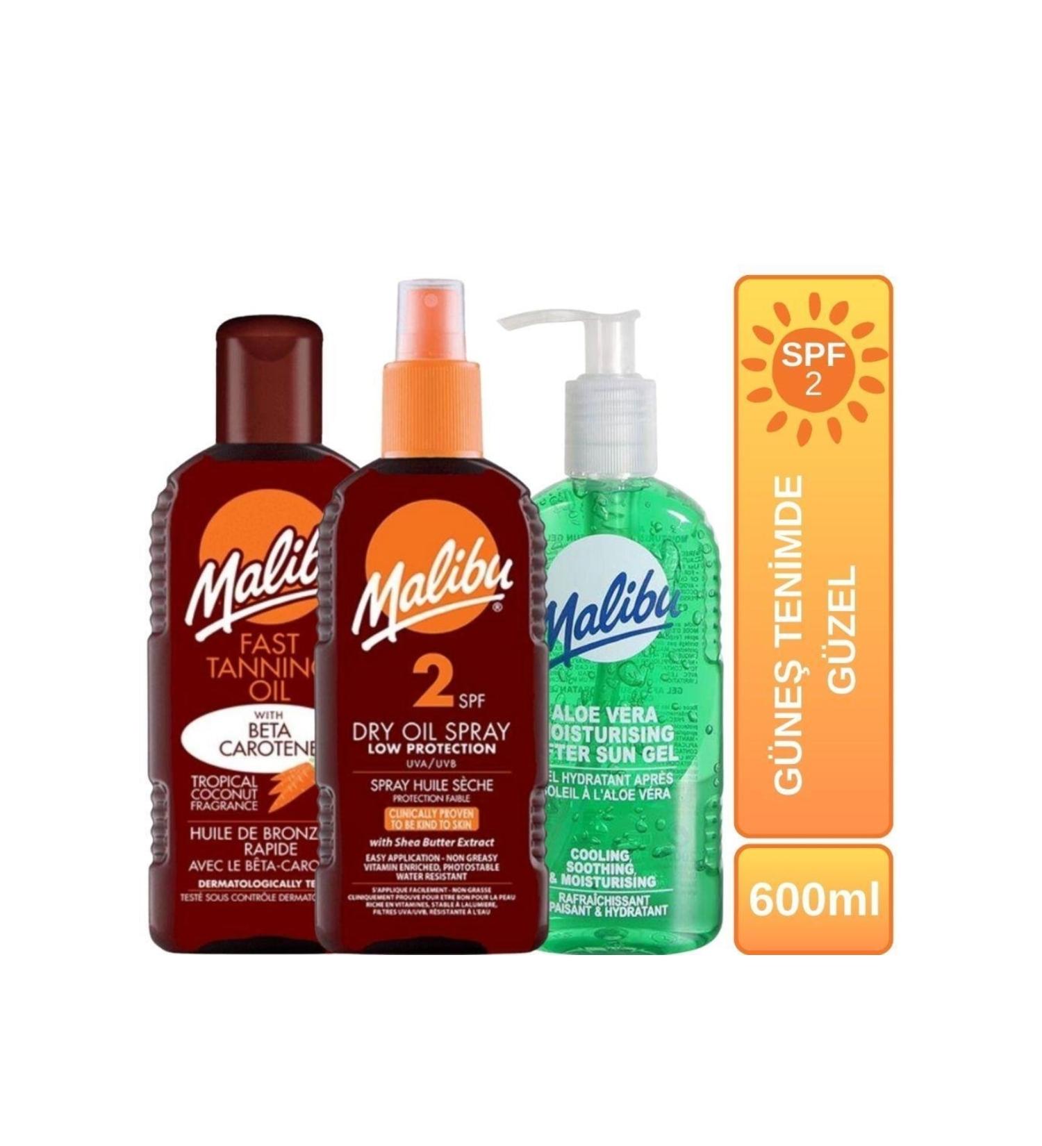 Malibu Dry Oil Bronzer + Fast Bronzer + After Sun Aloe Vera Spf2 Sun on My Skin