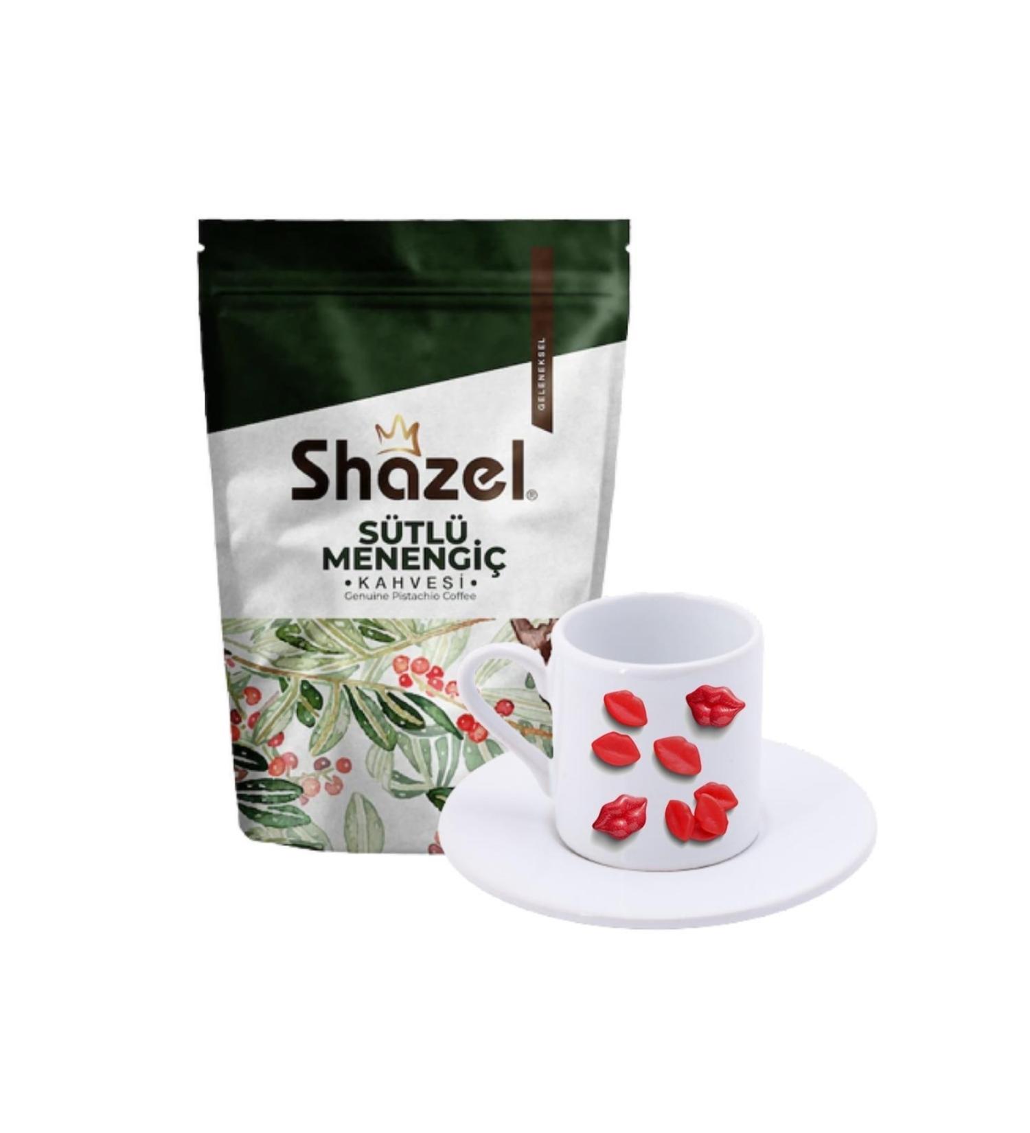 Shazel Milky Menengi Coffee 200 Gr. + Kiss Lips Patterned Turkish Coffee Cup