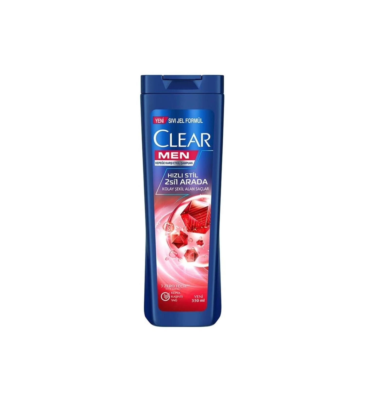 Clear Men Anti-Dandruff Shampoo Quick Style 2 in 1 Easy-to-Shape Hair 350 Ml - Buy Online on GoSupps.com