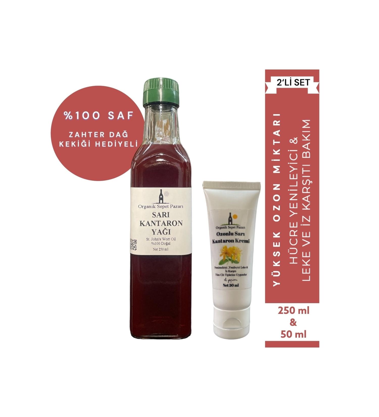 Organic Basket Market St. John's Wort Oil 250 ml and Ozonated St. John's Wort Oil Cream 50 ml Set of 2