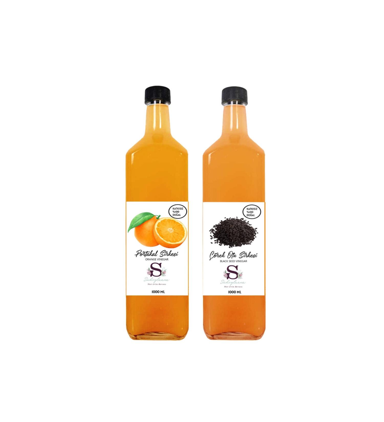 Suheylaana Natural Orange Vinegar 1000 Ml And Black Cumin Vinegar 1000 Ml
