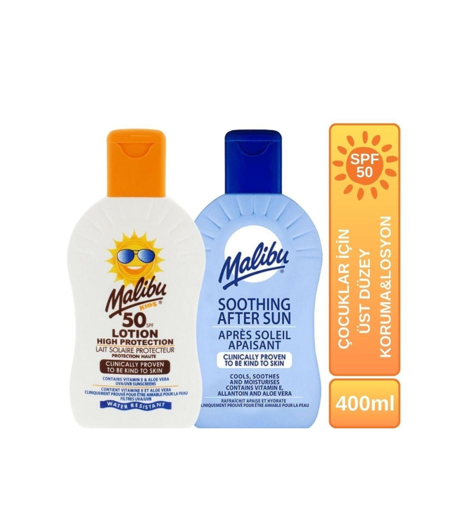 Malibu Sunscreen + After Sun Soothing Lotion for Kids SPF50 Ultimate Protection