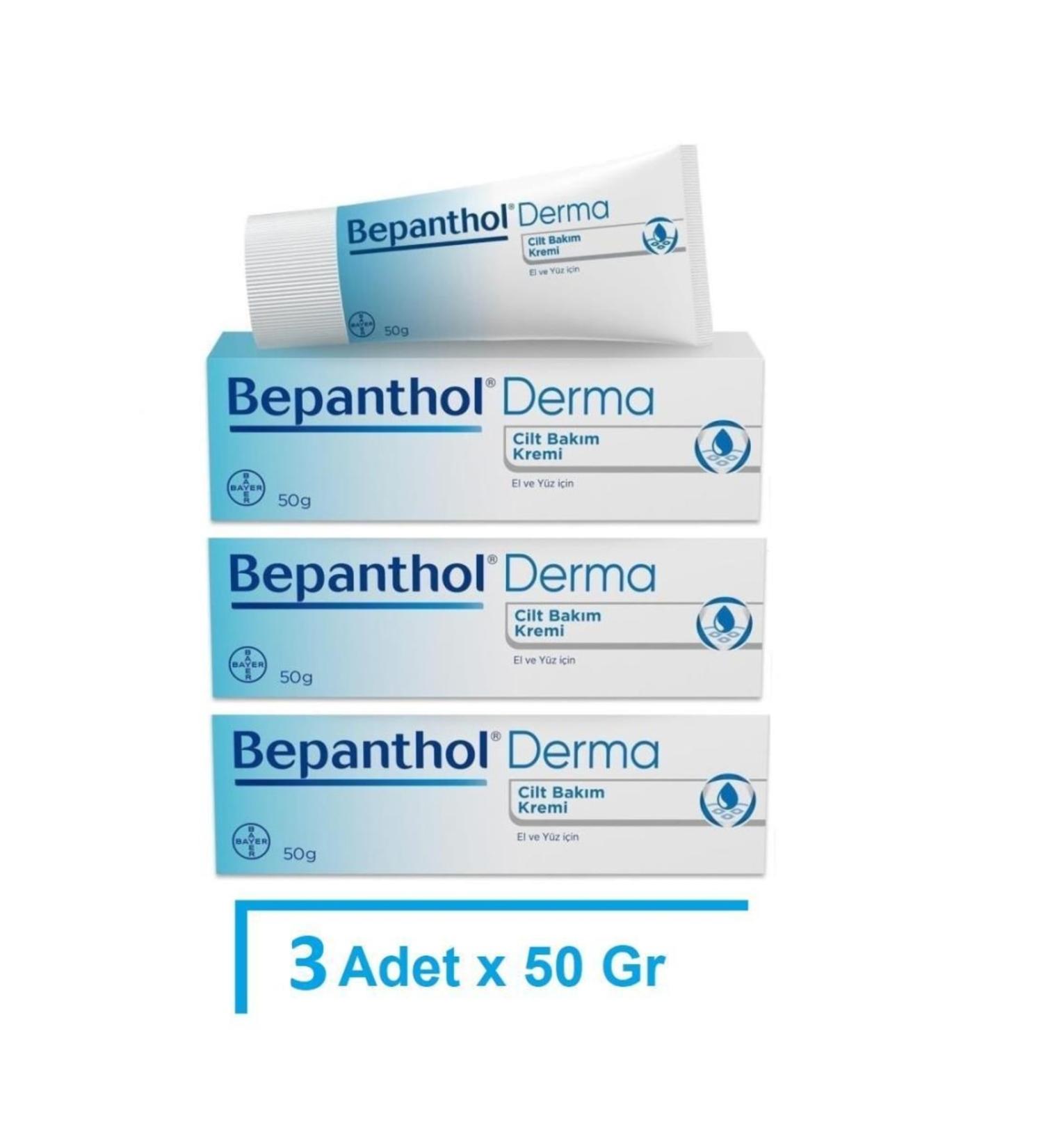 Bepanthol Derma Skin Care Cream For Hands And Face 50 Gr - 3 Pieces