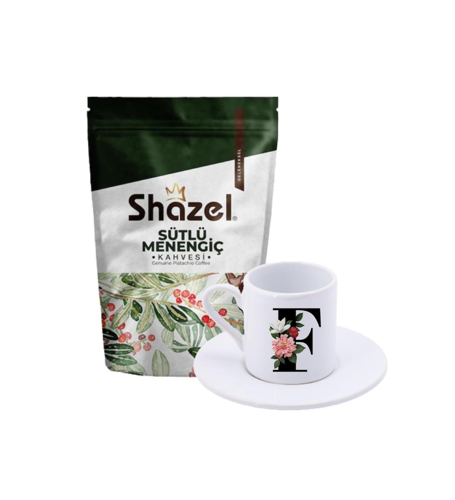 Shazel Milky Menengi Coffee 200 Gr. + Floral F Letter Turkish Coffee Cup