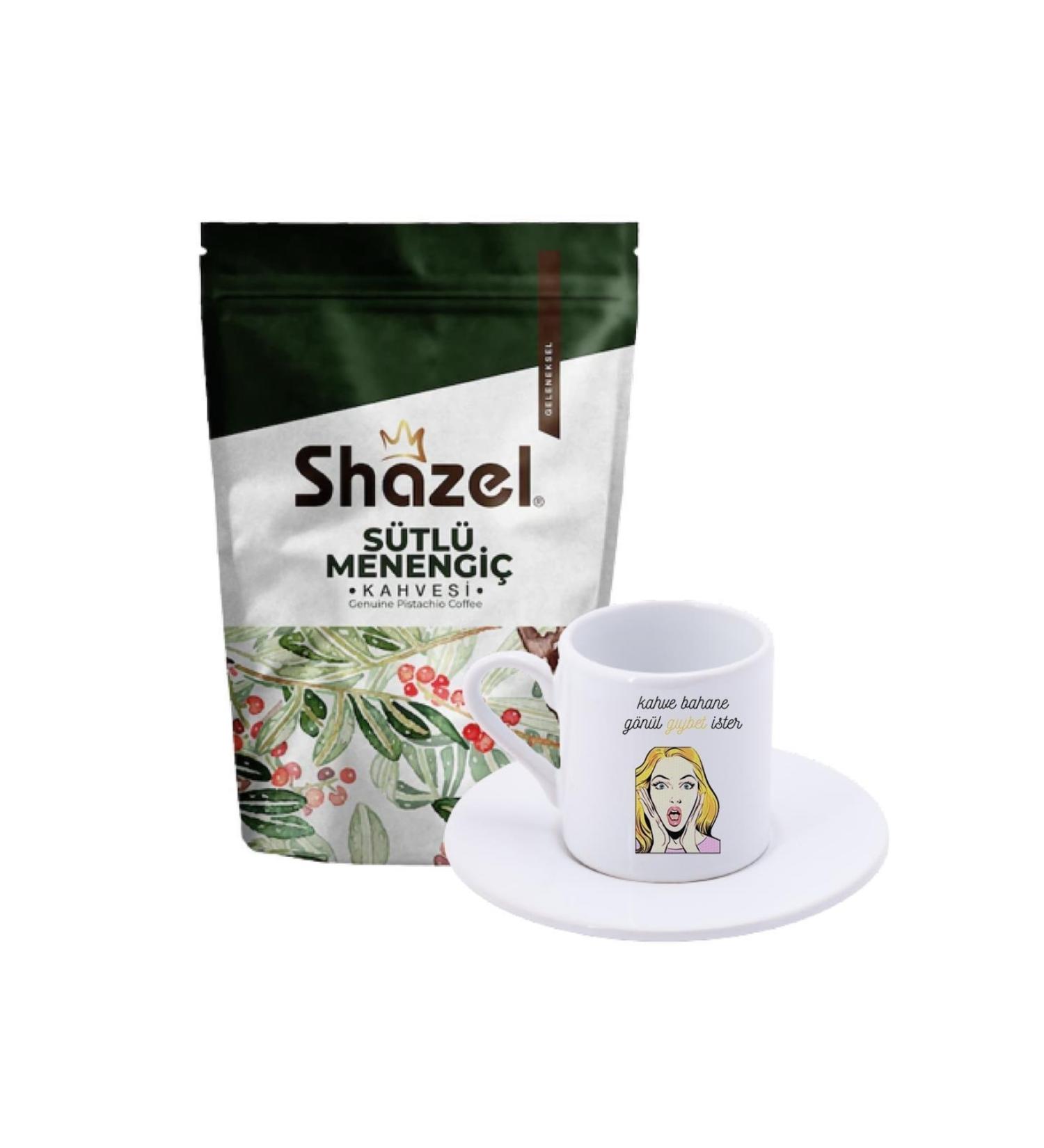 Shazel Milky Menengi Coffee 200 Gr. + Heart Wants Backbiting Turkish Coffee Cup