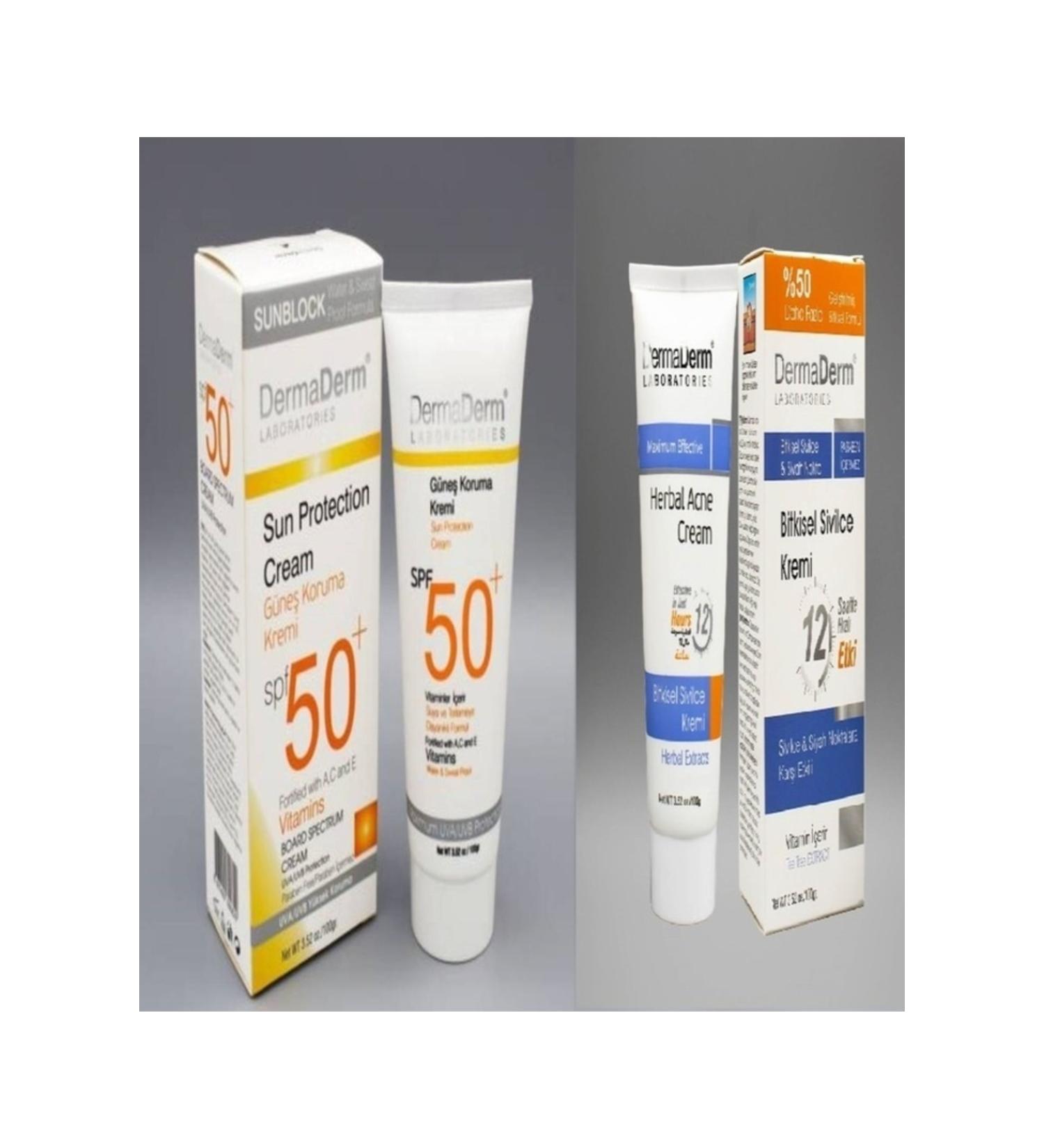 DermaDerm Set2 Sunscreen Cream and Acne Care Cream *2 Products