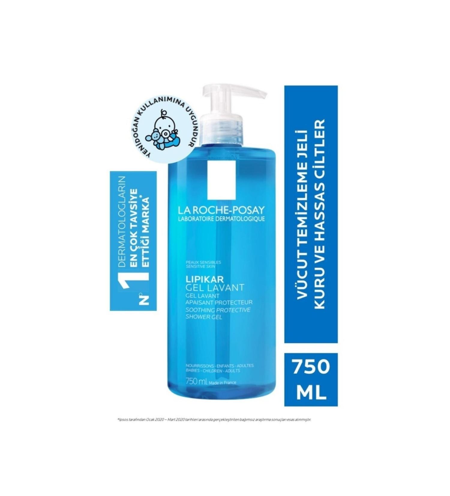 La Roche Posay Lipikar Gel - Face and Body Cleansing Gel for Dry and Sensitive Skin 750 Ml