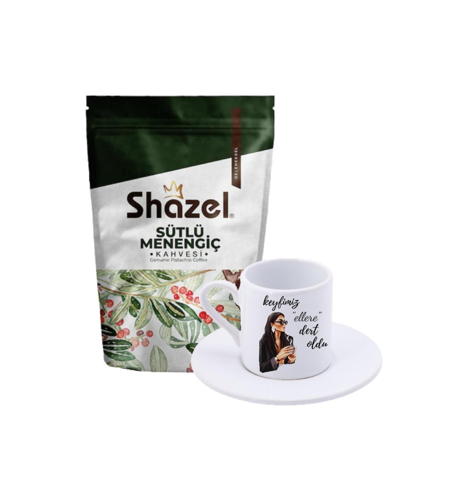 Shazel Milky Menengi Coffee 200 Gr. + Glasses Woman Our Pleasure Has Become a Trouble for Hands Turkish Coffee Cup