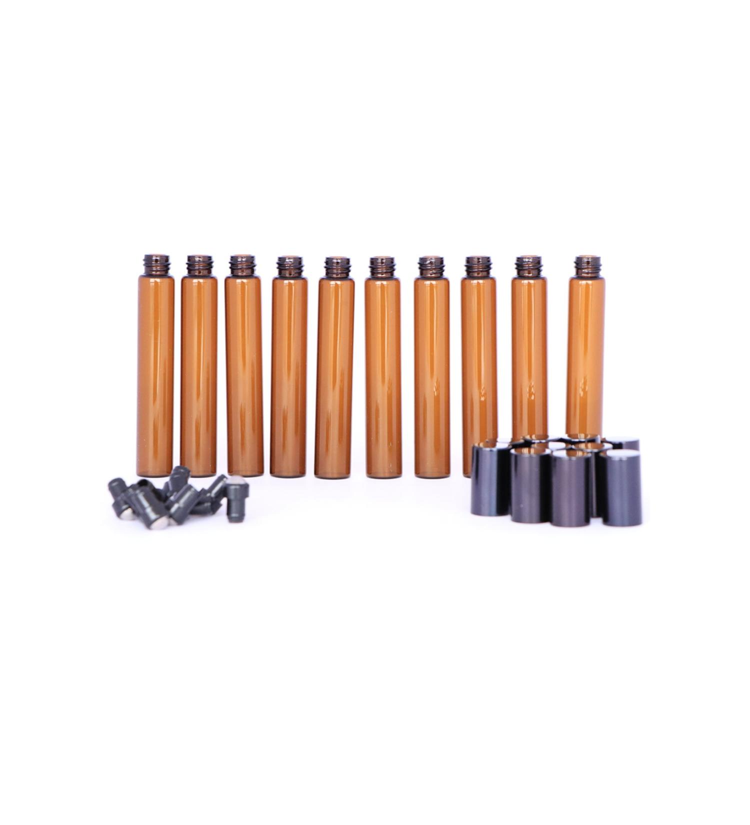 Ala Sera Amber Metal Ball Roll-on Glass Bottle 10 Ml - 10 Pieces