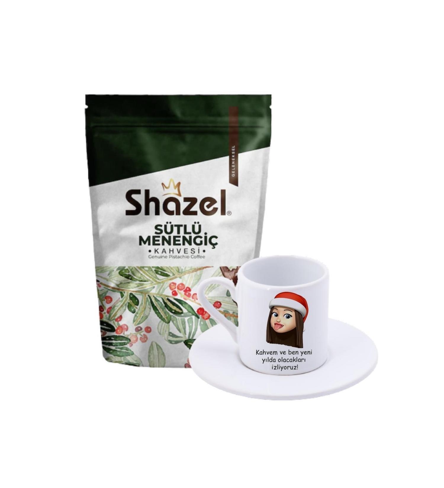 Shazel Milky Menengi Coffee 200 gr. + We Are Watching What Will Happen in the New Year Turkish Coffee Cup