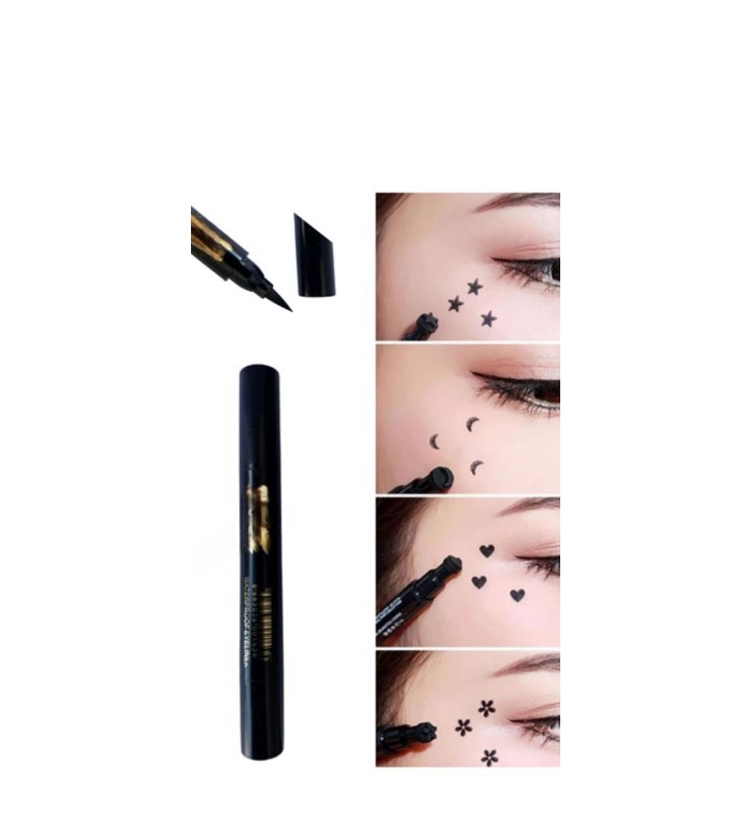 Dedi Moda 4 Pieces Double Sided Star - Heart - Moon and Flower Patterned Pencil Eyeliner