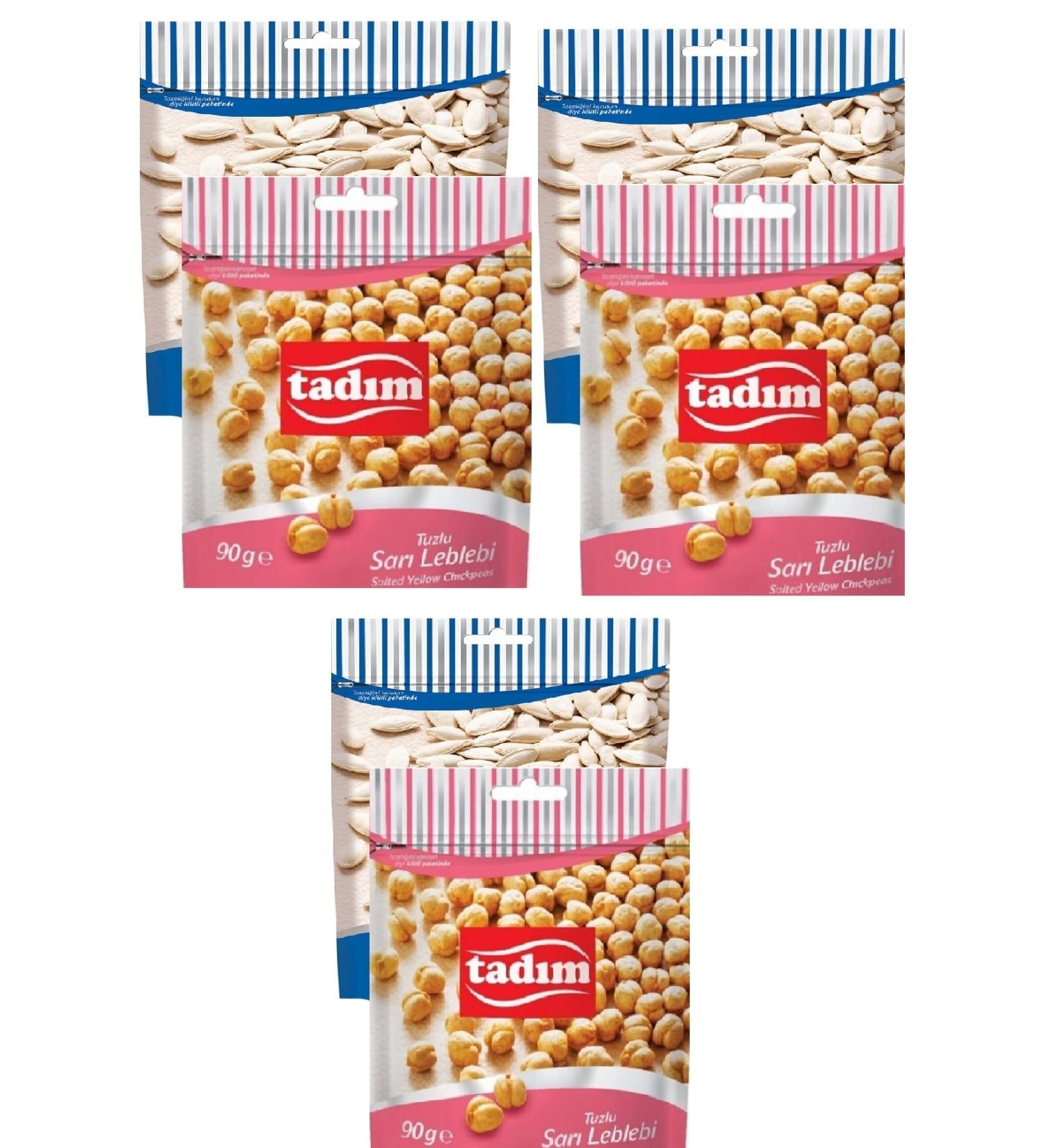 Tad m Unsalted Pumpkin Seeds 80 Gr X 3 Pieces Yellow Chickpeas Salted 90 Gr X 3 Pieces