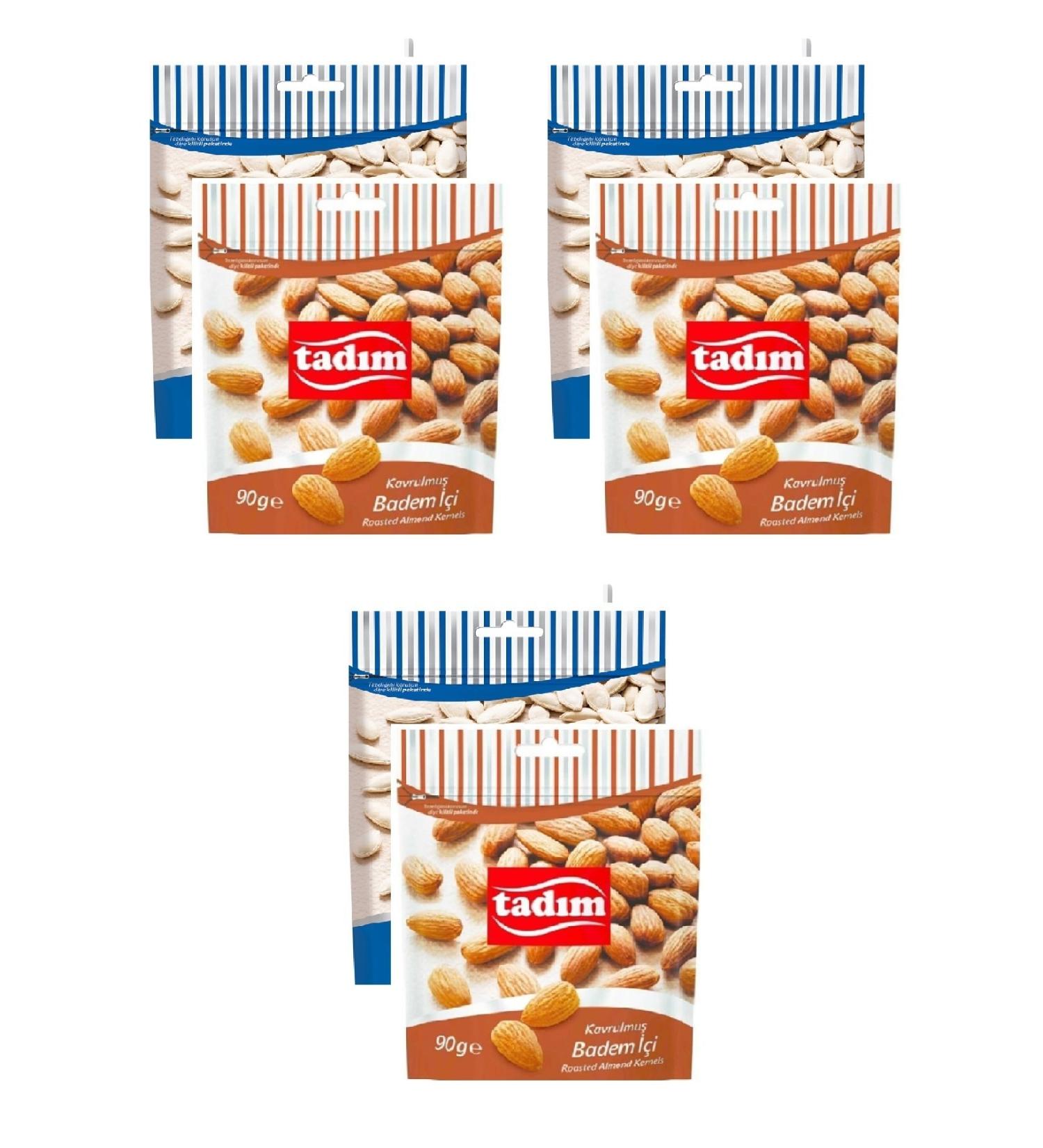 Tad m Unsalted Pumpkin Seeds 80 Gr X 3 Pieces Roasted Almond Kernels 90 Gr X 3 Pieces