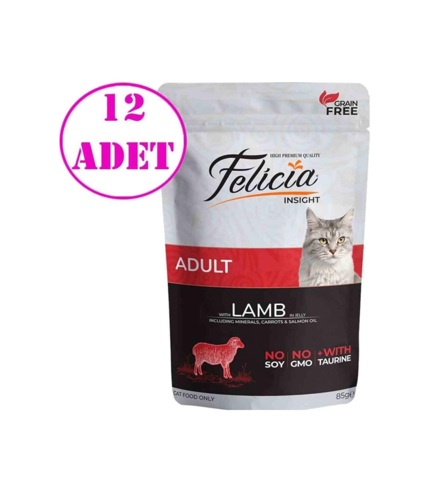 Felicia Wet Cat Food Grain-Free Lamb Meat 85 Gr 12 Pieces