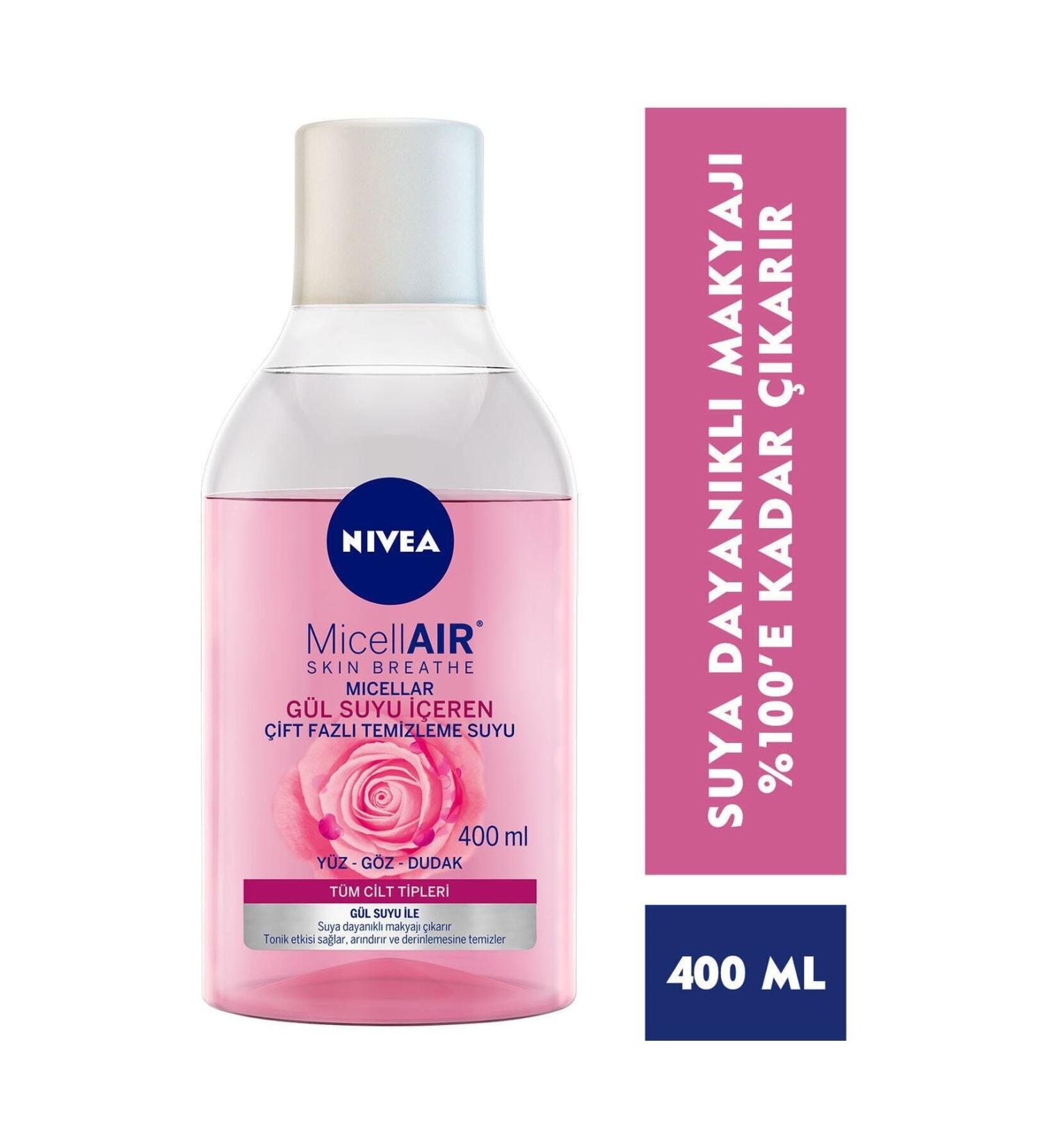 NIVEA Dual Phase Make-Up Remover Water with Rose Water 400 Ml