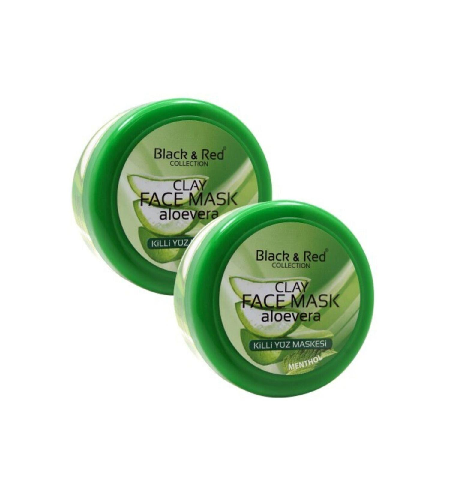Black Red Aloe Vera Extract Clay Face Mask 2x400ml 2 Pieces