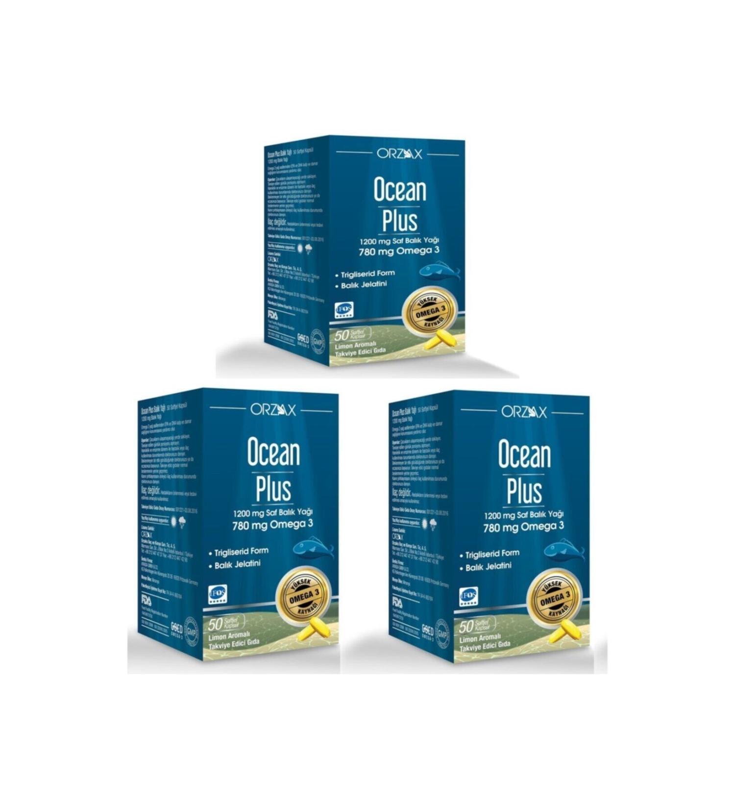 Ocean Plus Omega 3 1200mg 50 Capsules - 3 Pieces