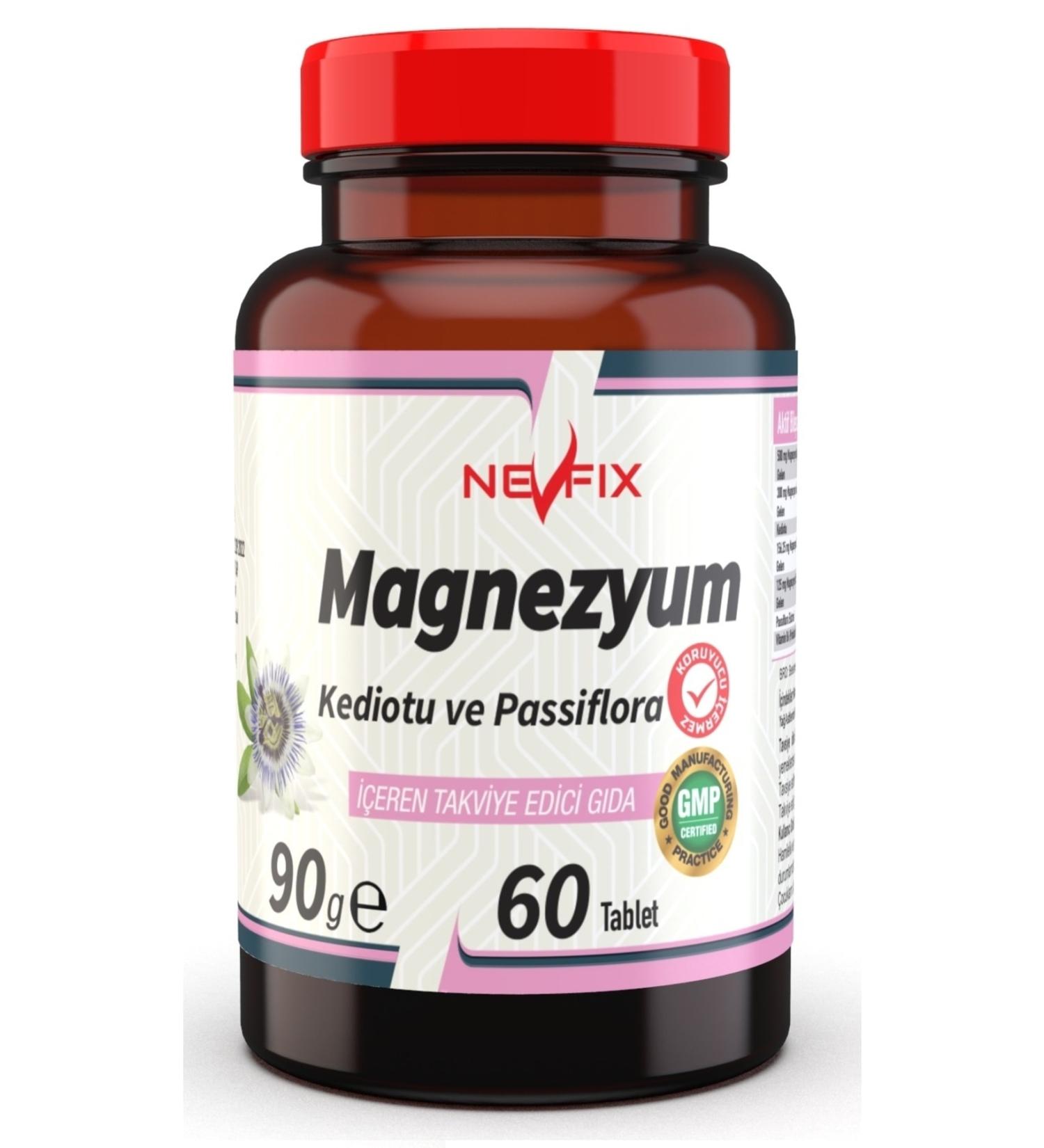 Nevfix Magnesium Citrate (chloride Bisglycinate Malate ) Cat Grass Passiflora 60 Tablets Magnesium Citrate