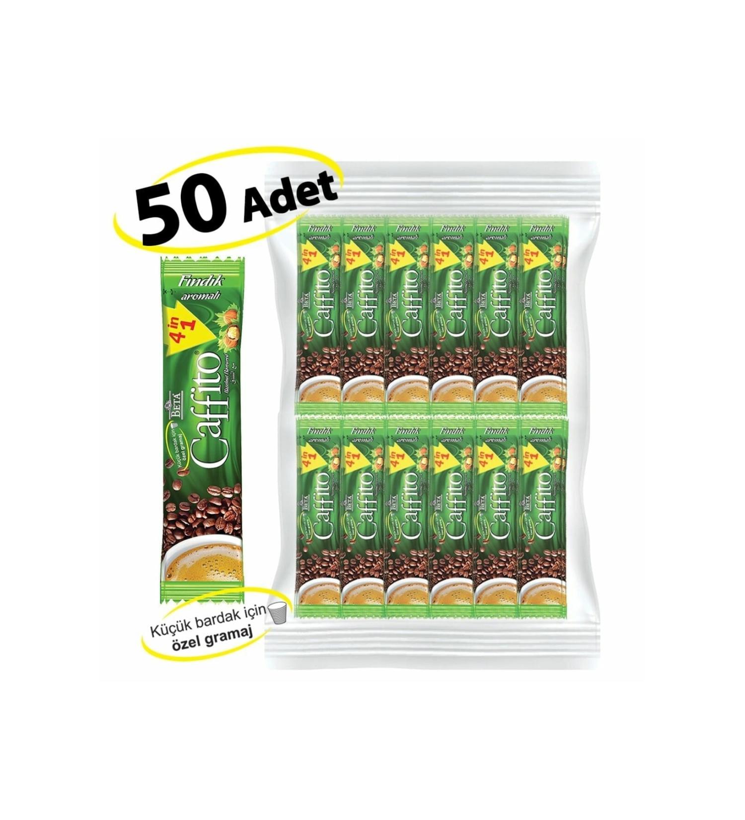 Beta Caffito Hazelnut Flavored Coffee 4 in 1 Small Size Treat 50 Pieces X 6.5 G - Buy Online on GoSupps.com