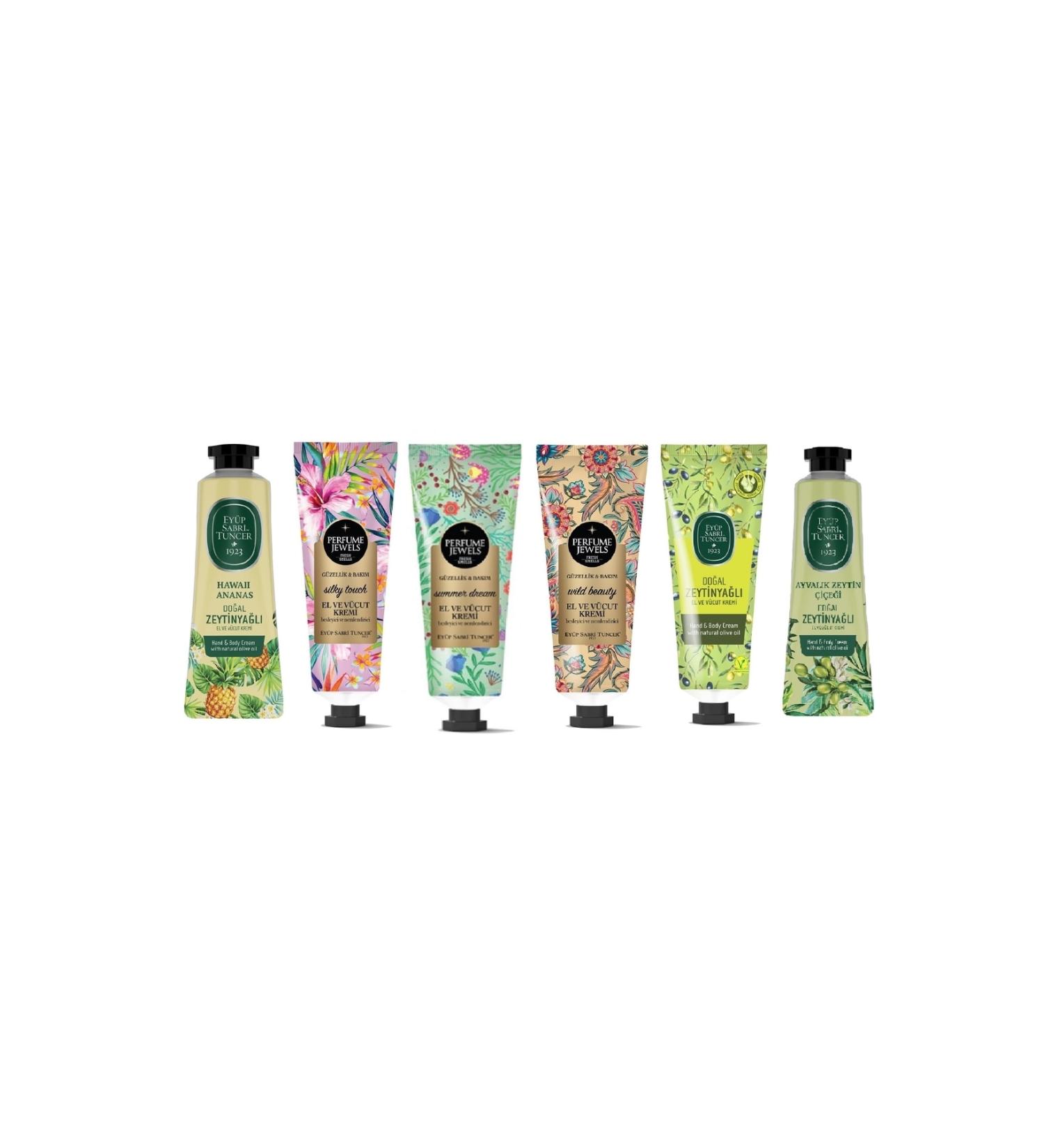 Ey p Sabri Tuncer Est Hand and Body Cream 50 ml Set of 6 (Pineapple Olive Oil Olive Blossom Summer Silky Wild)