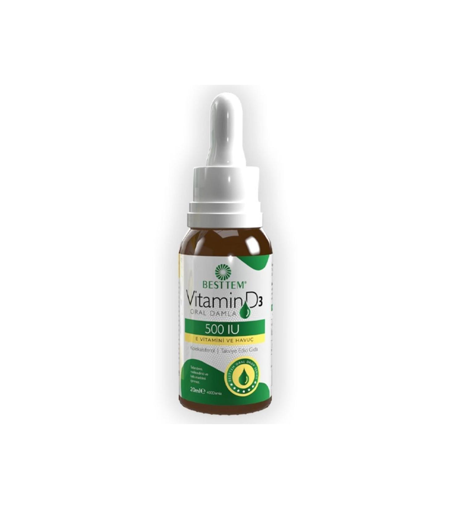 BESTTEM Vitamin D3 Oral Drops - 500 Iu - 20 ml