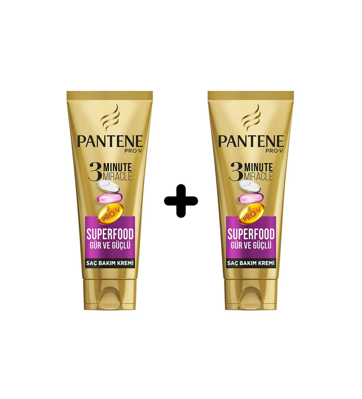 Pantene 3 Munite Miracle Pro-v 3 Minute Miracle Hair Care Cream Superfood 2-Pack (2x200 Ml) - Buy Online on GoSupps.com