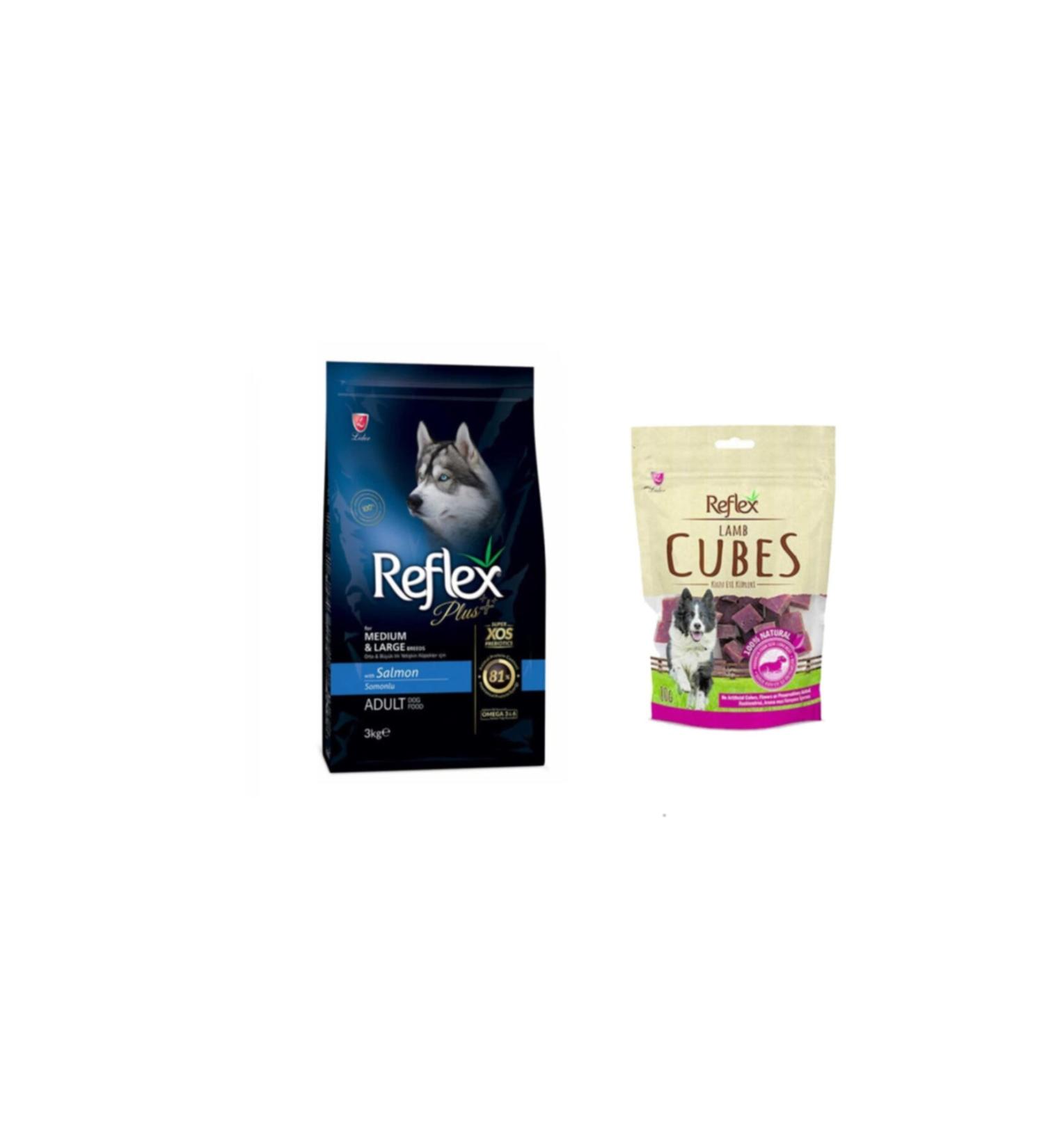 Reflex Adult Medium and Large Breed Salmon Adult Dog Food 3 Kg Reflex Lamb Dog Reward Food 80 Gr