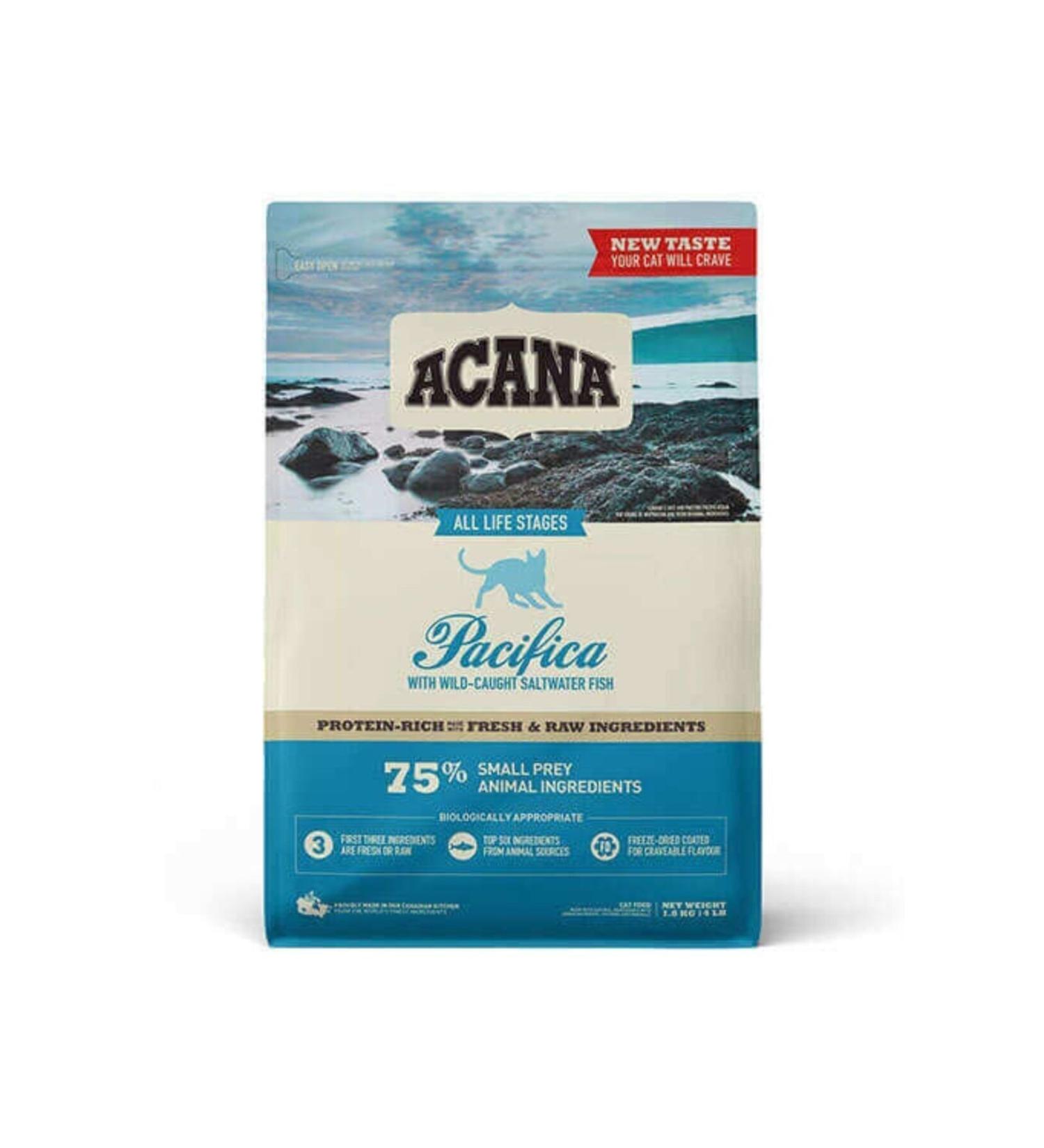 Acana Pacifica Fish Grain-Free Cat Food 4.5kg + 2pcs.royal Canin Wet Food