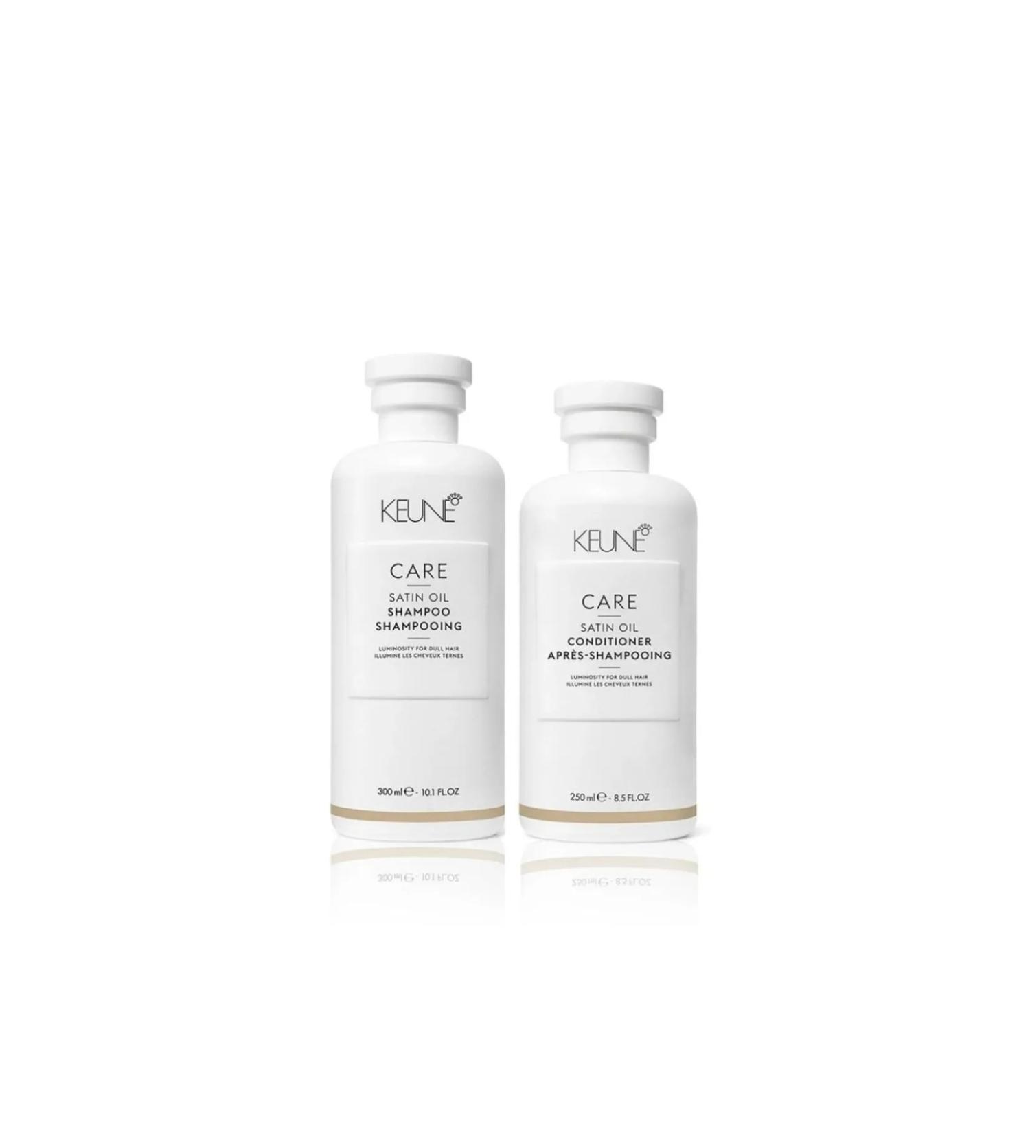 Keune Satin Oil Shampoo 300 Ml & Satin Oil Conditioner 250 Ml Special for Dry Lifeless Hair (Set of 2)