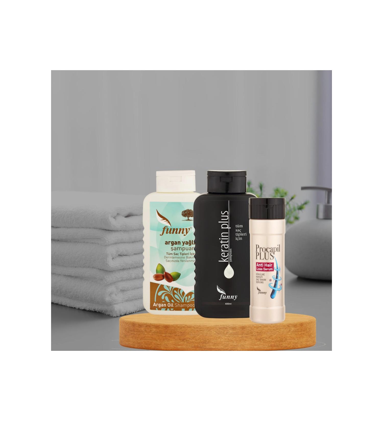 Funny Anti-Loss Procapil Hair Serum Keratin Shampoo and Argan Shampoo