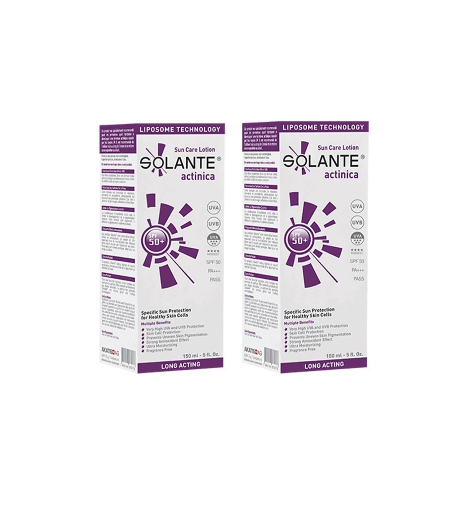 Solante Actinica Spf 50+ Sunscreen Lotion 150x2 Ml