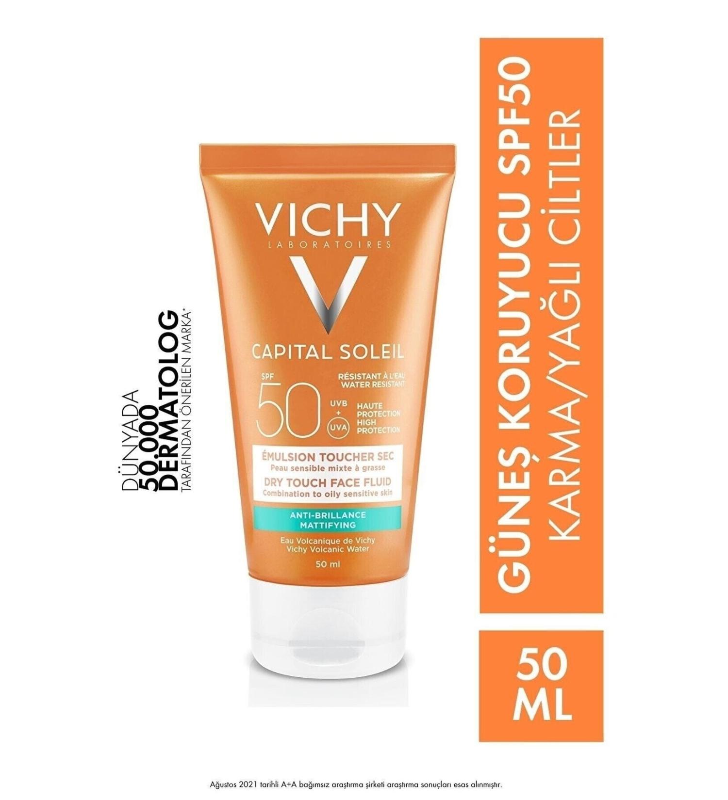 Vichy Combination and Oily Skin Capital Soleil Dry Touch Spf50 Sun Protection Cream 50 / ml. - Buy Online on GoSupps.com