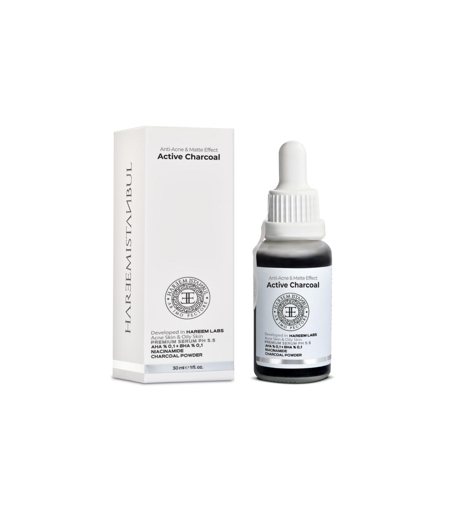 HAREEM - Activated Carbon Black Serum - Aha Bha Niacinamide and Charcahol Powder Serum - Buy Online on GoSupps.com