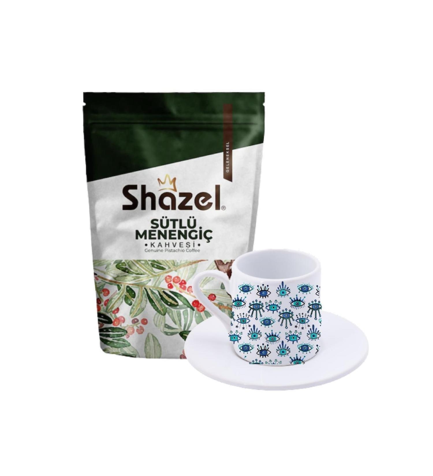 Shazel Milky Menengi Coffee 200 Gr. + Evil Eye Turkish Coffee Cup