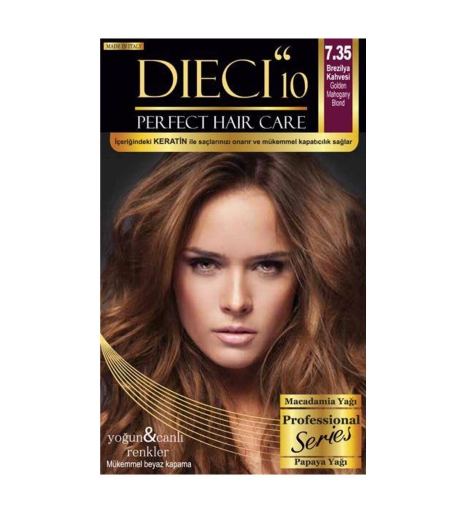 Dieci "10 KIT HAIR DYE 7.35 BRAZILIAN BROWN