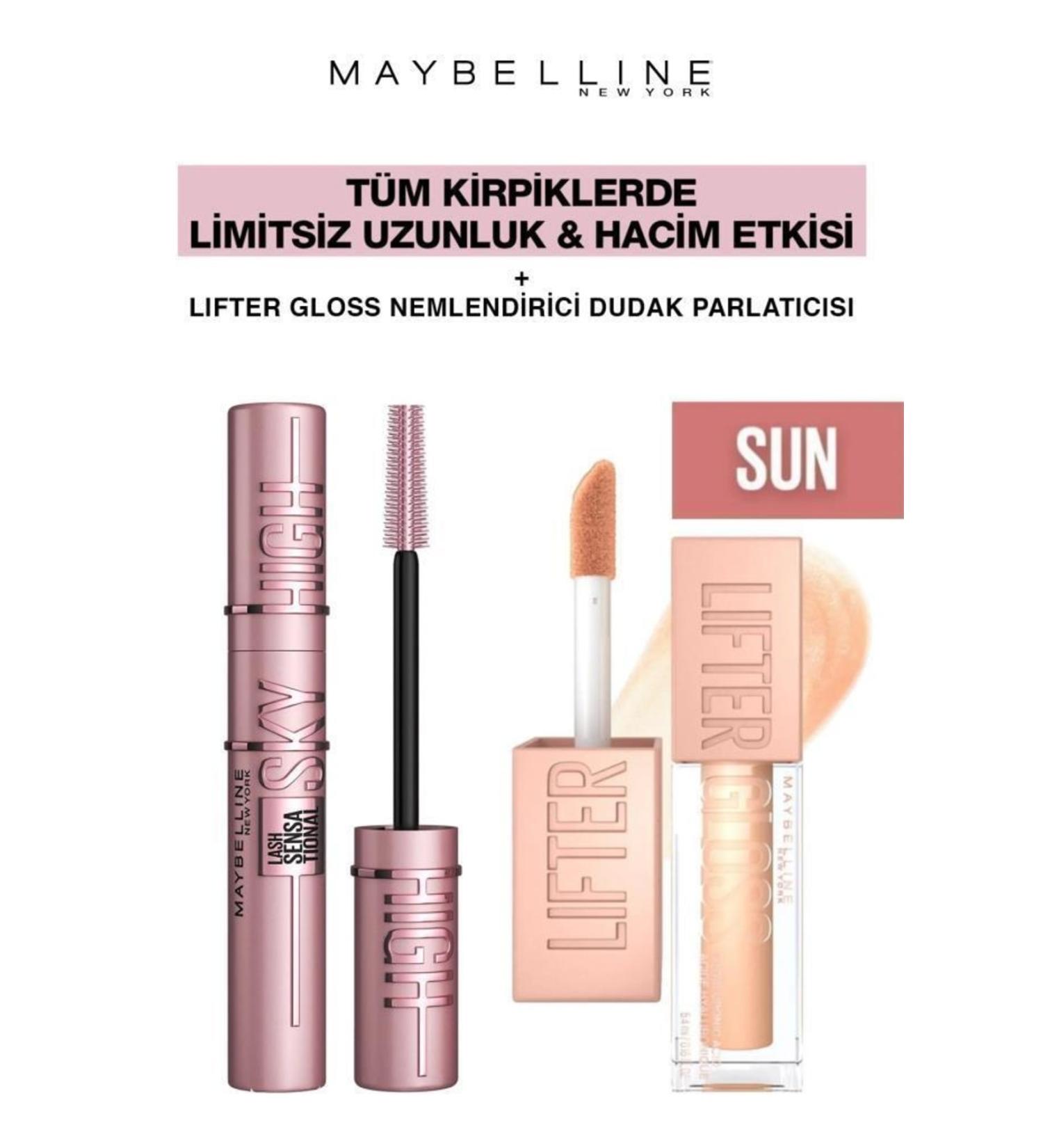 Maybelline New York Maybelline Sky High Giant Limitless Lashes-Shiny Full Lips Makeup Set 020 Sun