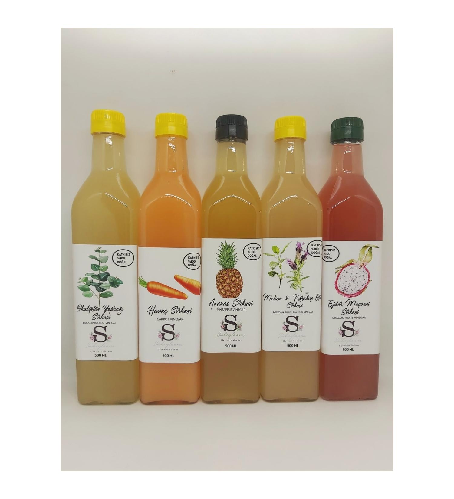 Suheylaana Pineapple - Carrot - Dragon Fruit - Melissa & Black Pepper - Eucalyptus Leaf Vinegar 500 ml