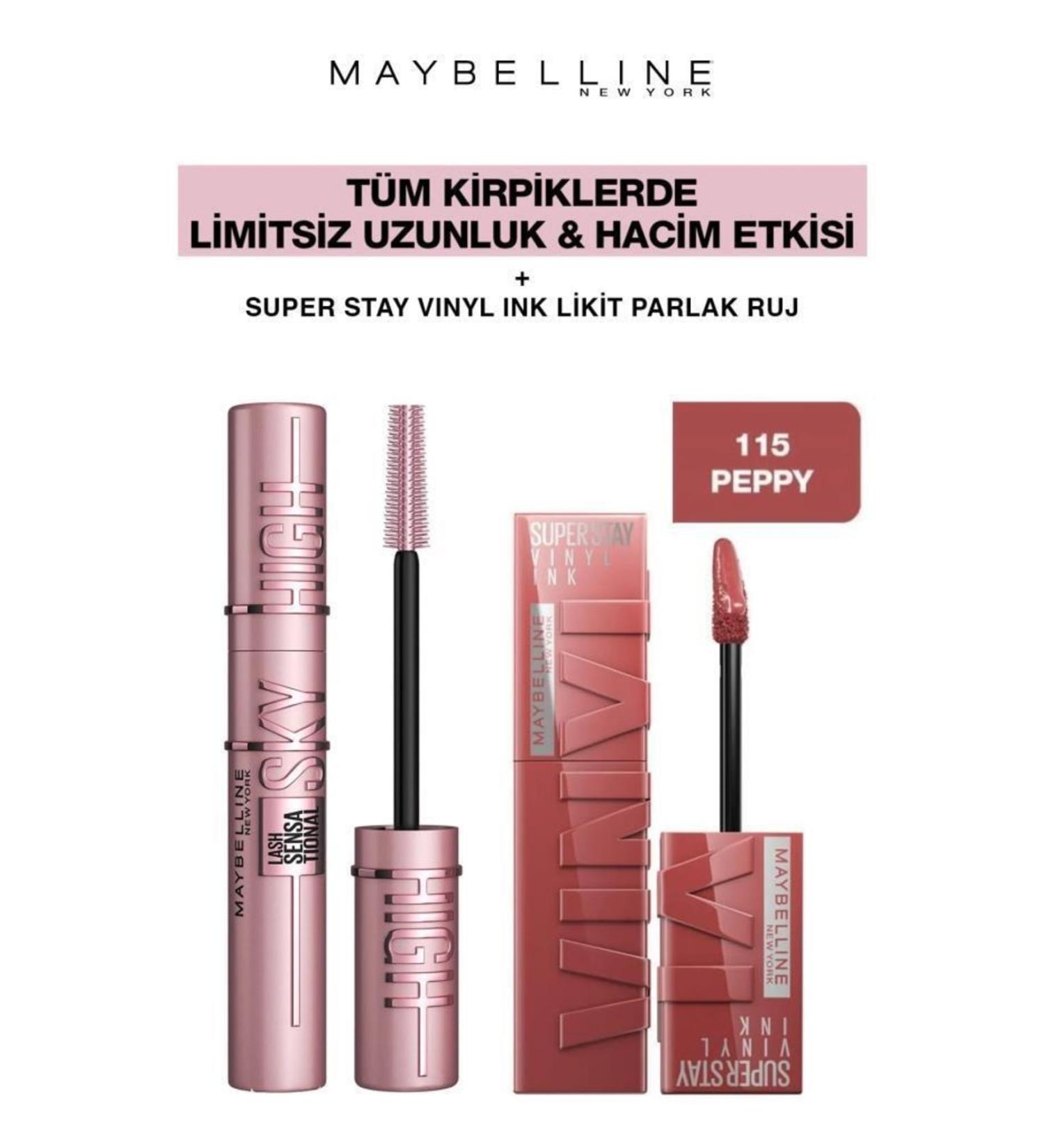 Maybelline New York Maybelline Sky High Giant Unlimited Lashes-Long Lasting Shiny Lips 115 Peppy - Buy Online on GoSupps.com
