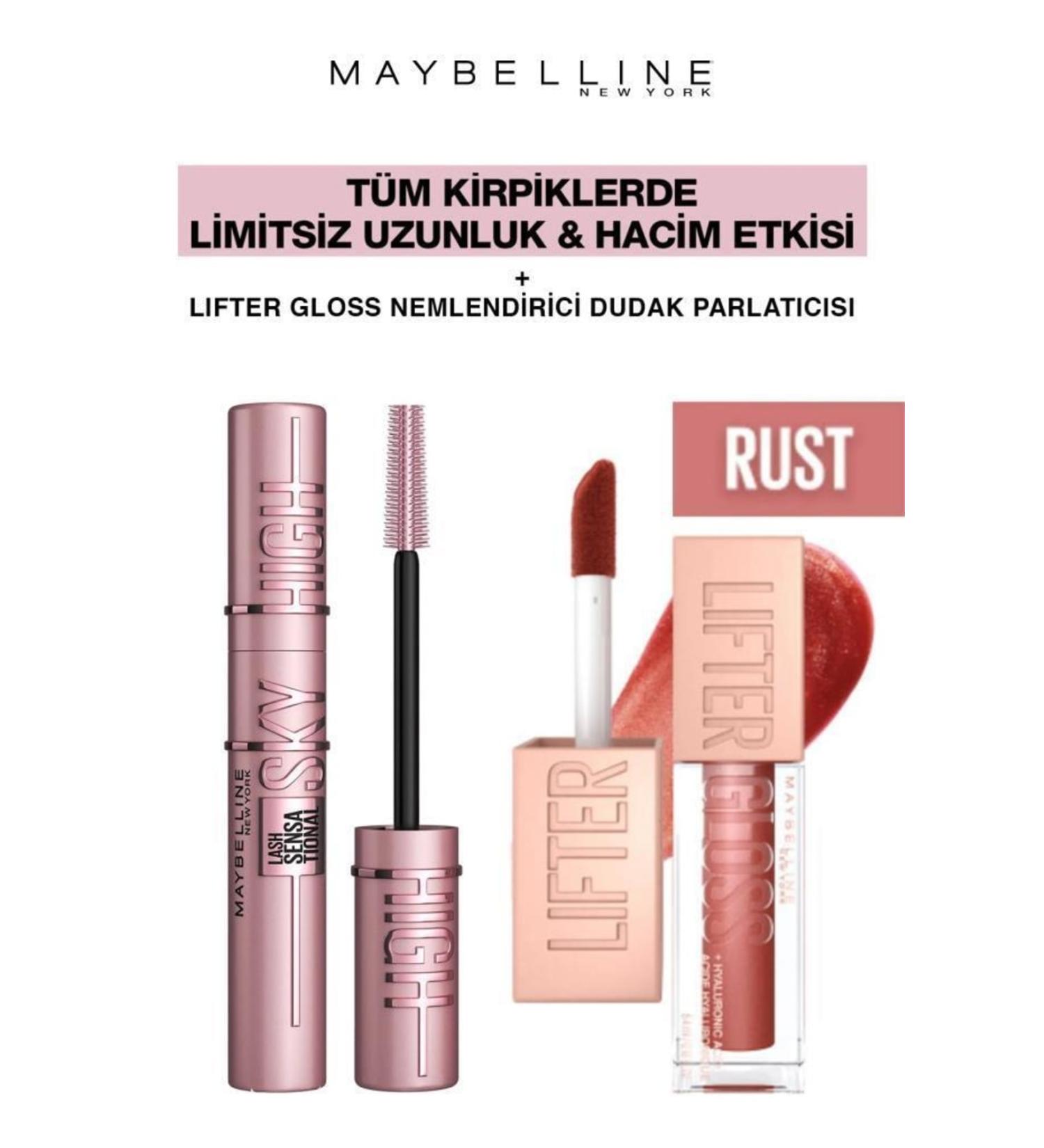 Maybelline New York Maybelline Sky High Giant Unlimited Lashes-Shiny Full Lips Makeup Set 016 Rust - Buy Online on GoSupps.com